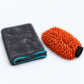 AI-assisted product composition showing one Hydrolock towel and one orange wash mitt